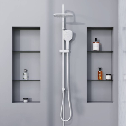 931000200 Eclipse, душ. система: верхний душ 220мм, ручн.душ 3 ф-ии 120 мм, штанга 1010 мм, Белый 931000200 Eclipse, душ. система: верхний душ 220мм, ручн.душ 3 ф-ии 120 мм, штанга 1010 мм, Белый