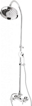 NOSTALGIA-CD-01-Bi Душевая стойка со смесителем, верхним и ручным душем Исполнение: Хром, Ручки: Белые  NOSTALGIA-CD-01-Bi Душевая стойка со смесителем, верхним и ручным душем Исполнение: Хром, Ручки: Белые