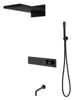 Встроенная душевая система FUSION с термостатом,BLACK с изливом Встроенная душевая система FUSION с термостатом,BLACK с изливом