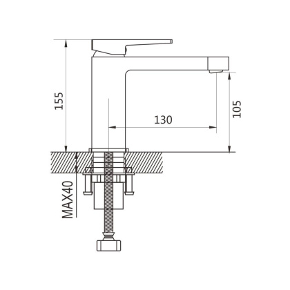 Смеситель для раковины латунь, оружейная сталь S6801T
