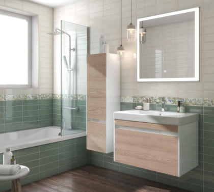 Плитка настенная 9017 Монпарнас зеленый (8,5см*28,5см*8,5мм) (44шт/1,07м2), м2