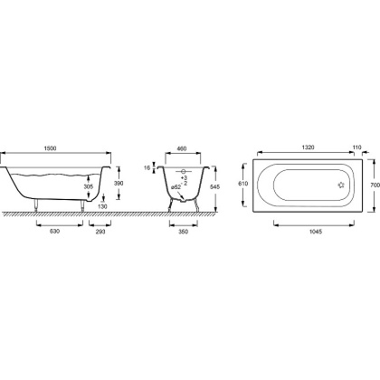 Чугунная ванна Jacob Delafon Soissons E2941 150х70, шт