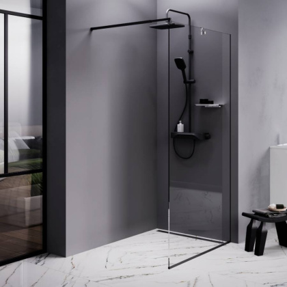 W84WI-100-F1-BTE Душевая перегородка Func 100x200, стекло прозр. 8 мм + покрытие, профиль черный
