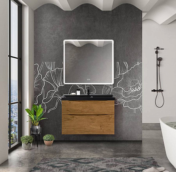 Тумба с раковиной подвесная BelBagno MARINO-H60 90 Rovere Nature, раковина белая