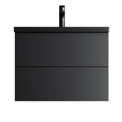 M90FHX07522BM GEM, База под раковину, подвесная, 75 см, 2 ящика push-to-open, цвет: Черный матовый