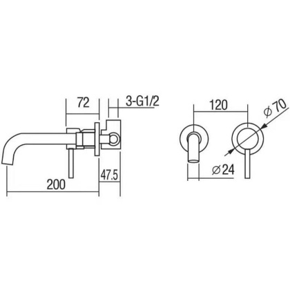 Orange Karl M05-722cr смеситель для раковины скрытого монтажа, хром