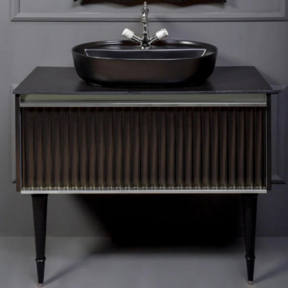 Тумба Canale 100 черная + Хром_Комплект 843-100-BCR Boheme