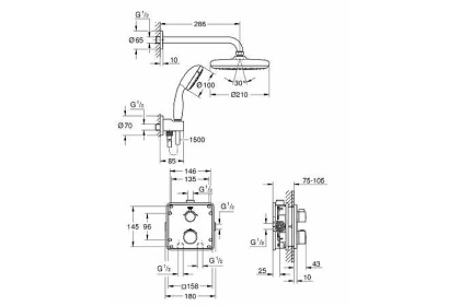 Душевой комплект GROHE Grohtherm 34729000 Душевой комплект GROHE Grohtherm 34729000