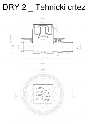 13000015 Точечный трап 100х100 мм Confluo Standard Dry 1,с сухим затвором, металл с перфорацией Tide (Волна), без рамки, Хром 