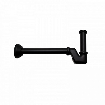 Сифон для раковины с декоративной накладкой, матовый черный