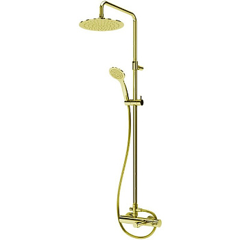 CZR-B-CVD-SR Душевая стойка со смесителем для ванны, верхним и ручным душем, верхний душ из нержавеющей стали диаметр 250 мм, исполнение золото матовое