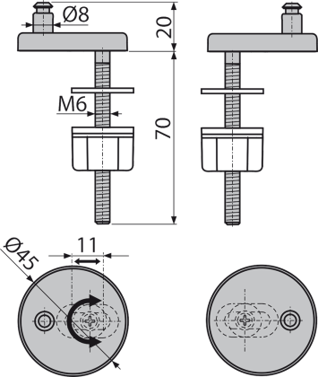 Петли с нижним монтажом, крышка из нержавеющей стали