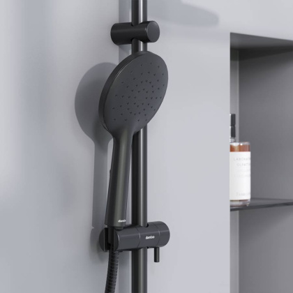 977770300 Jupiter, ДС с ванно-душевым смесителем-полкой и гиг.душем, Черный