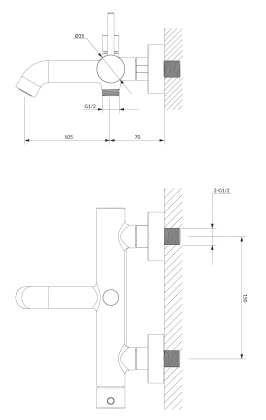 Смеситель для ванны OMNIRES Y Y1230GL (золото)