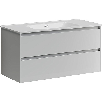 Тумба подвесная SANCOS Cento 990х450х500, c двумя ящиками оснащенными доводчиками, белый глянец, арт.CN100W