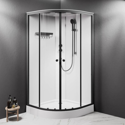 W94C-401-100BT X-Joy кабина душевая  100x100, 1/4 круга,  профиль мат.черный, стекло прозрачное