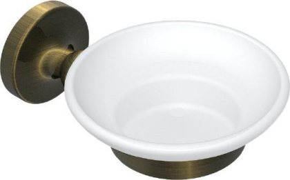 Мыльница стеклянная RUSH Crete, 5х11х15 см, цвет белый с бронзой, CR35411