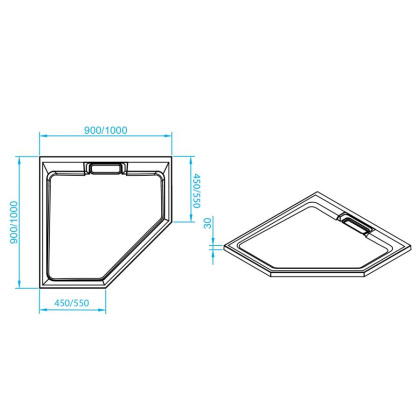 Душевой поддон  90*90*3 RGW STA-61Co Бетон/Трапеция  