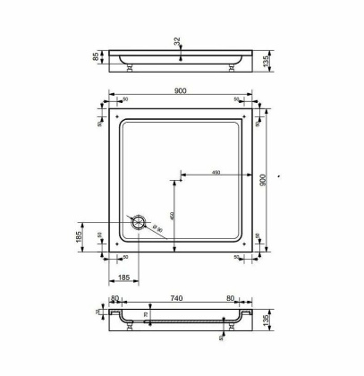 Экран для душевого поддона Гамма - М 90*90, шт Экран для душевого поддона Гамма - М 90*90, шт