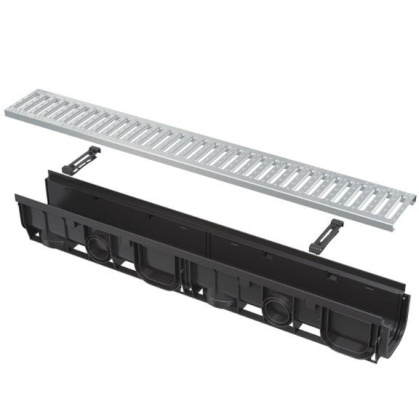 Дренажный канал 100 мм с пластиковой рамой и оцинкованной решеткой „C“ профиль A15