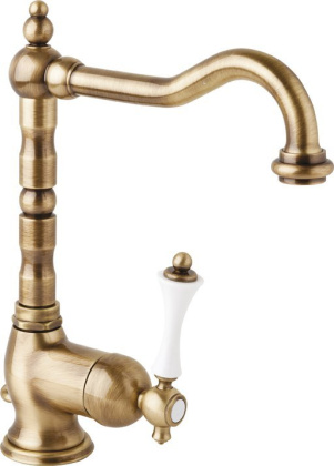 MARGOT-LSM2-03/24-N Смеситель для раковины однорычажный с донным клапаном, исполнение золото, ручка чёрная