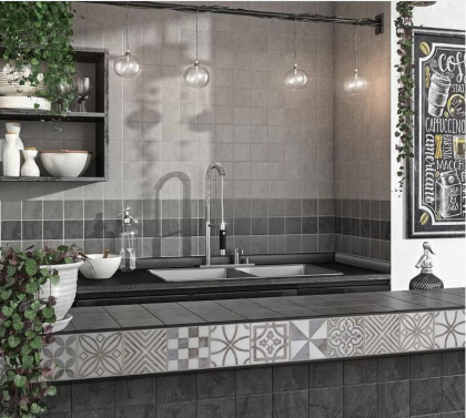 Плитка настенная 1271Н Амальфи серый полотно 30х40 из 12 частей 9,9*9,9*7 (8шт/0,94м2), м2