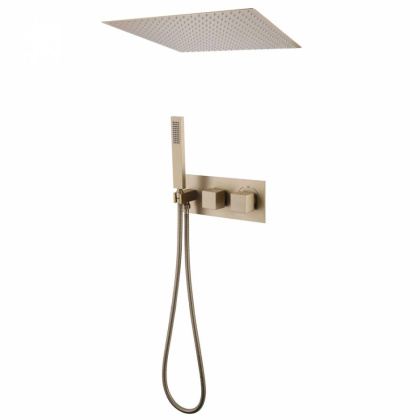 Душевая система ABBER Daheim AF8255G скрытого монтажа без излива, термостат, золото матовое Душевая система ABBER Daheim AF8255G скрытого монтажа без излива, термостат, золото матовое