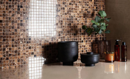 Мозаика, нат. мрамор, DARK EMPERADOR POLISHED 20х20, Classic