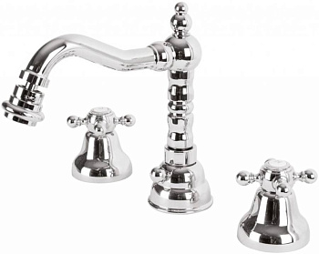 GOLF-BBS2-03/24 Смеситель на биде на три отверстия с донным клапаном Исполнение: Золото 24 карат, Ручки: Золото 24 карат 