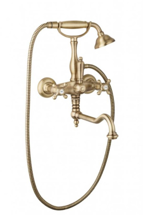 GOLF-VDF-01-M Смеситель для ванны с поворотным изливом и ручным душем Исполнение: Хром, Ручки: Хром  GOLF-VDF-01-M Смеситель для ванны с поворотным изливом и ручным душем Исполнение: Хром, Ручки: Хром