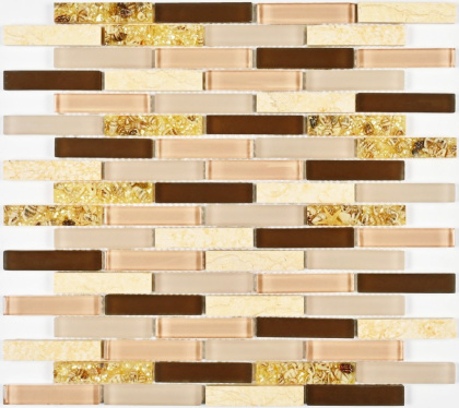 Мозаика стеклянная с камнем Shell Stone (чип 8*15*73) 300*300(11шт.-0.99м2), м2