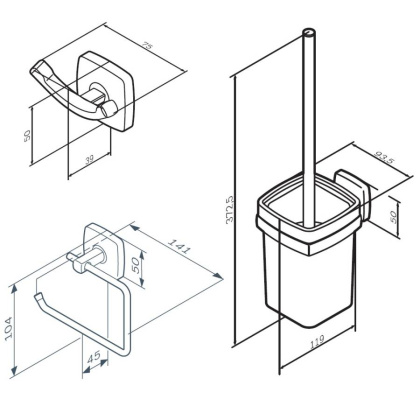 Набор аксессуаров для зоны туалета, черный AK90T2003B