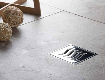 13000112 Точечный трап 100х100 мм Confluo Standard Vertical Dry Ceramic,с сухим затвором,полая под плитку, с рамкой Исполнение: Хром 