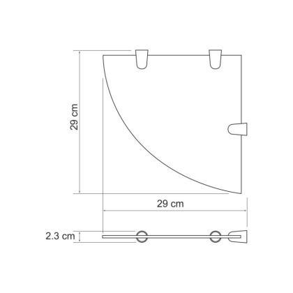 K-533NICKEL Полка  стеклянная угловая K-533NICKEL Полка  стеклянная угловая