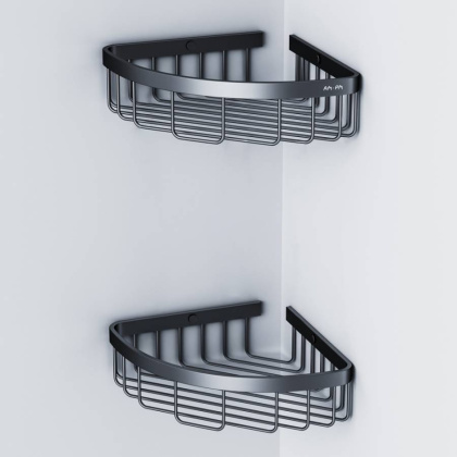 Корзина для душа Sense L угловая двухъярусная, 5,9х30х23 см, черная, A7452222