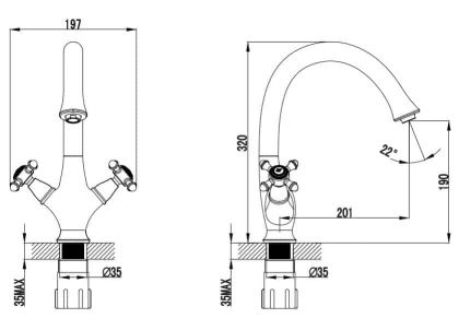 Смеситель для мойки OMNIRES RETRO RE7251BR (бронза)