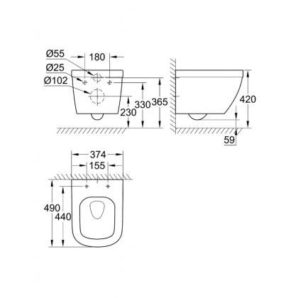 Унитаз подвесной Grohe Euro Ceramic 3920600H белый соспец.покрытием Унитаз подвесной Grohe Euro Ceramic 3920600H белый соспец.покрытием