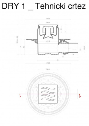 13000015 Точечный трап 100х100 мм Confluo Standard Dry 1,с сухим затвором, металл с перфорацией Tide (Волна), без рамки, Хром 