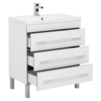 Тумба с раковиной Aquanet Верона 75 белый (напольная 3 ящика)