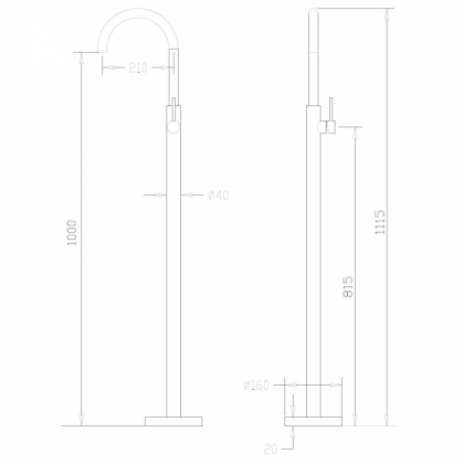 Смеситель ABBER Wasser Kreis AF8141B напольный для раковины, черный матовый