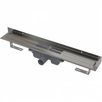 Водоотводящий желоб с порогами для цельной решетки и фиксированным воротником к стене