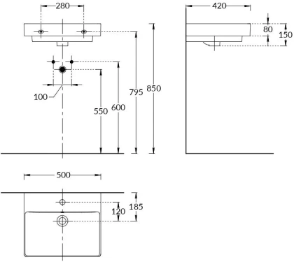 Раковина PRO мебельная\подвесная 50, белая глянцевая