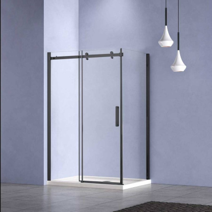 Душевой уголок Como-N VSR-4CN1016CLB, 1600*1000, черный, стекло прозрачное