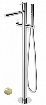 LEAF-VDP-L-SR Напольный смеситель для ванны и душа однорычажный в комплекте с ручным душем и шлангом, исполнение Sunrise