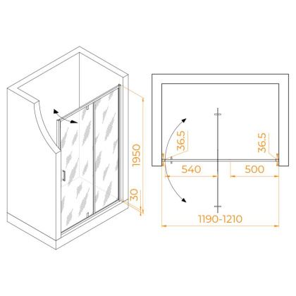 Душевая дверь 120*195 RGW LE-103 Хром/Прозрачное/6 мм