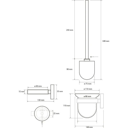 Ёршик подвесной (стекло), щётка белая