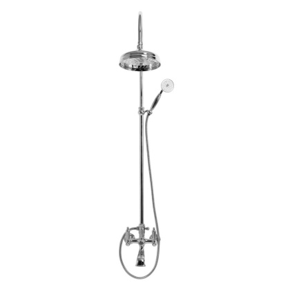 FIRST-CVD-02-M Душевая стойка со смесителем для ванны, верхним и ручным душем Исполнение: Бронза, Ручки: Металл  FIRST-CVD-02-M Душевая стойка со смесителем для ванны, верхним и ручным душем Исполнение: Бронза, Ручки: Металл