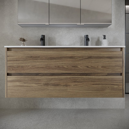 Тумба подвесная SANCOS Libra 1190х450х500, c двумя ящиками оснащенными доводчиками, дуб чарльстон, арт. LB120-2ECH Тумба подвесная SANCOS Libra 1190х450х500, c двумя ящиками оснащенными доводчиками, дуб чарльстон, арт. LB120-2ECH