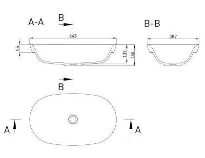 Раковина накладная Salini GLORIA 305 покраска по RAL  полностью Раковина накладная Salini GLORIA 305 покраска по RAL  полностью
