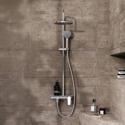 977730000 ДС Jupiter со смесителем полкой: верхний душ, ручной душ., штанга варио, Хром